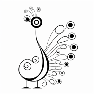 Minimalist Modern Peacock Coloring Pages 2