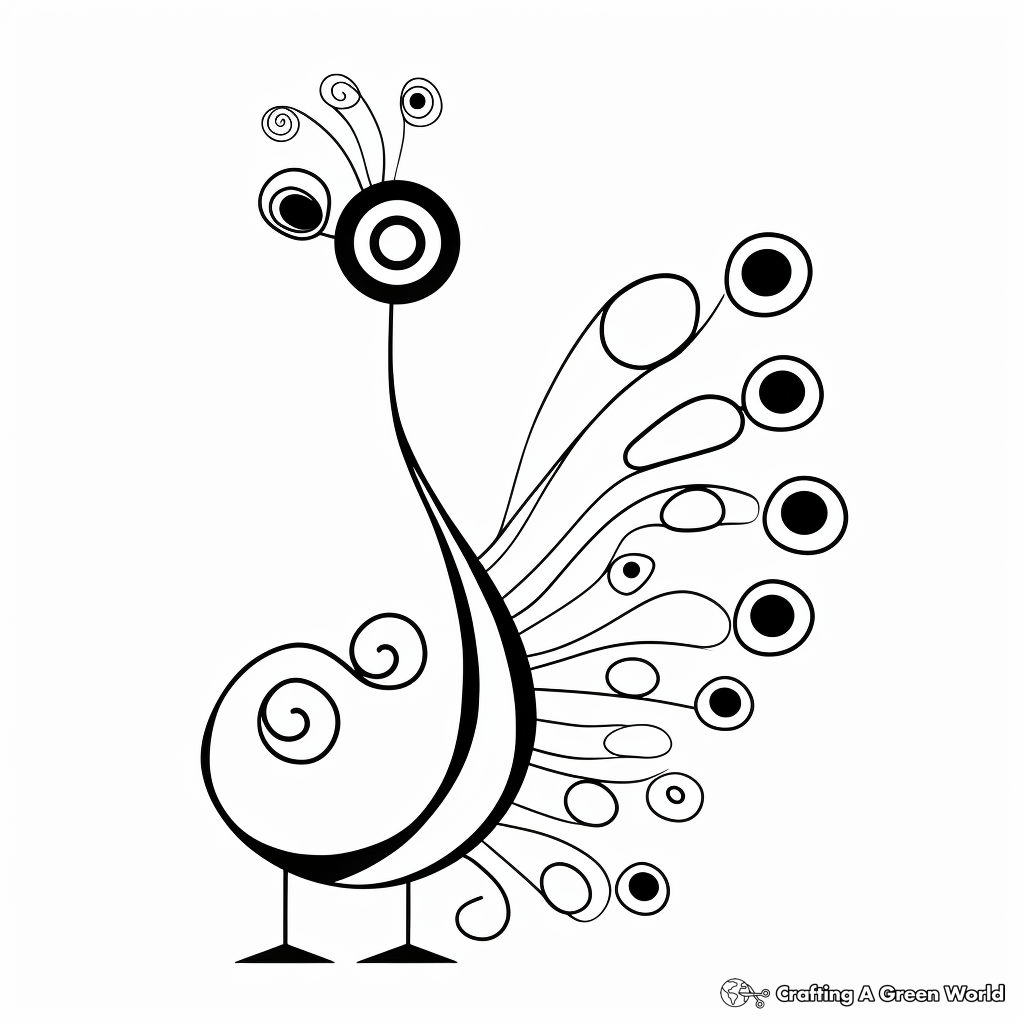 Minimalist Modern Peacock Coloring Pages 2