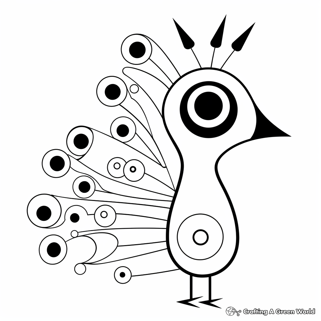 Minimalist Modern Peacock Coloring Pages 4