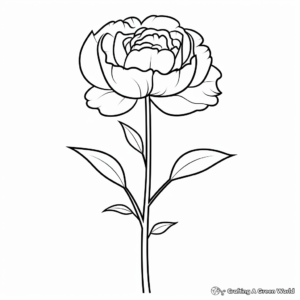 Minimalist Single Peony Coloring Pages 1