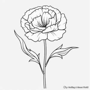 Minimalist Single Peony Coloring Pages 2