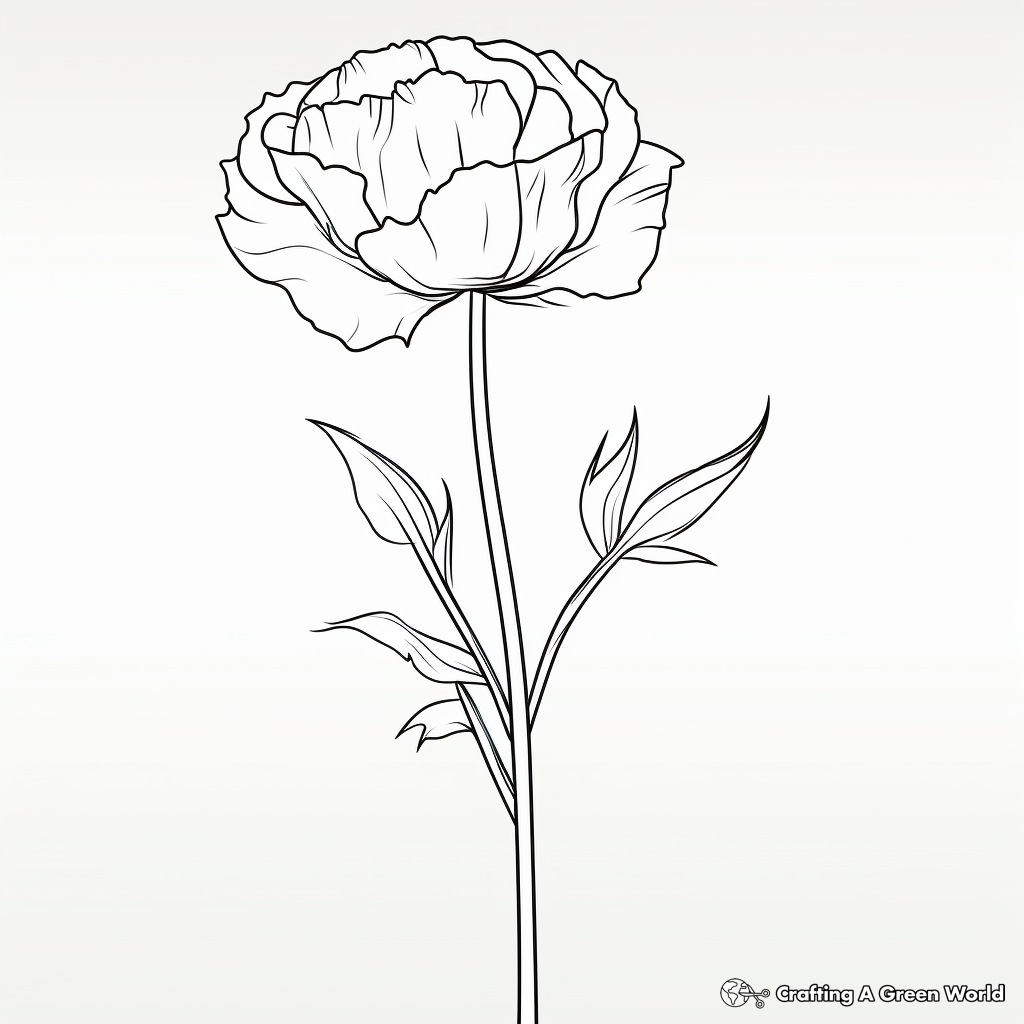 Minimalist Single Peony Coloring Pages 3