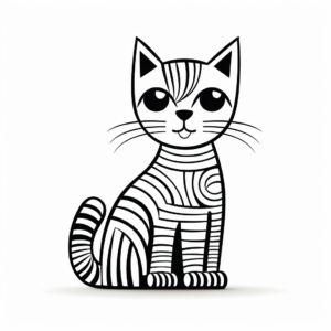 Modern Abstract Cat Coloring Pages for Adults 1