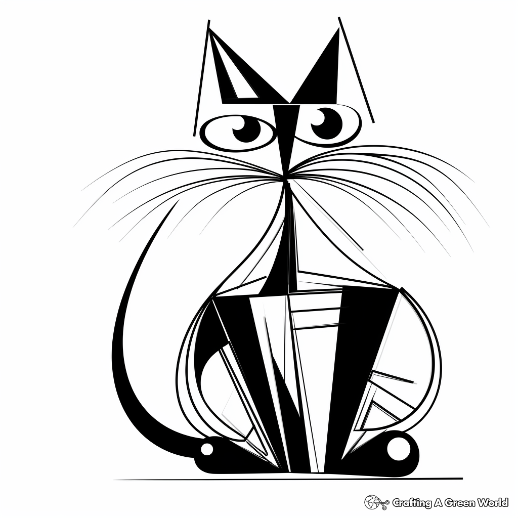 Modern Abstract Cat Coloring Pages for Adults 2