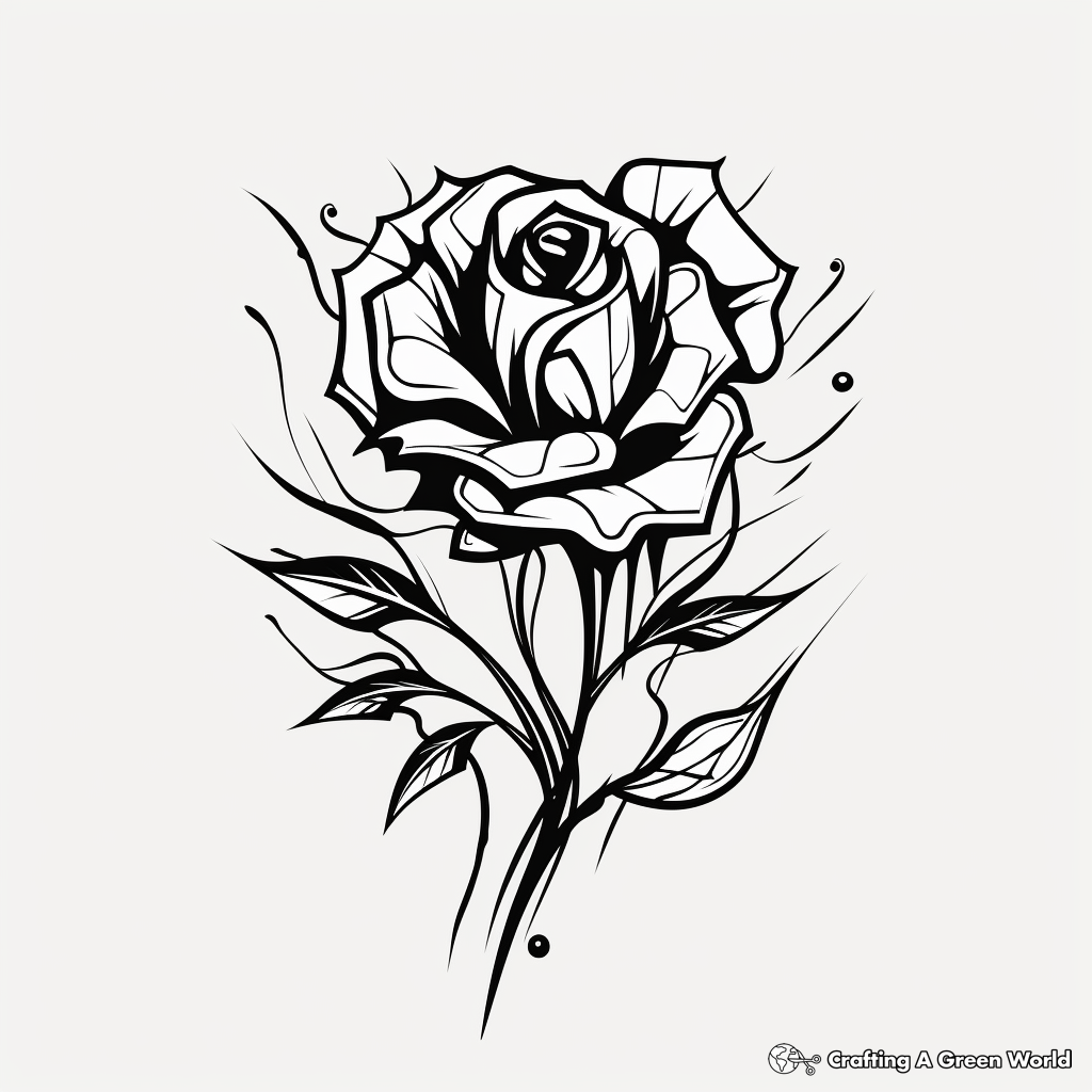 Modern Abstract Rose Tattoo Coloring Pages 3
