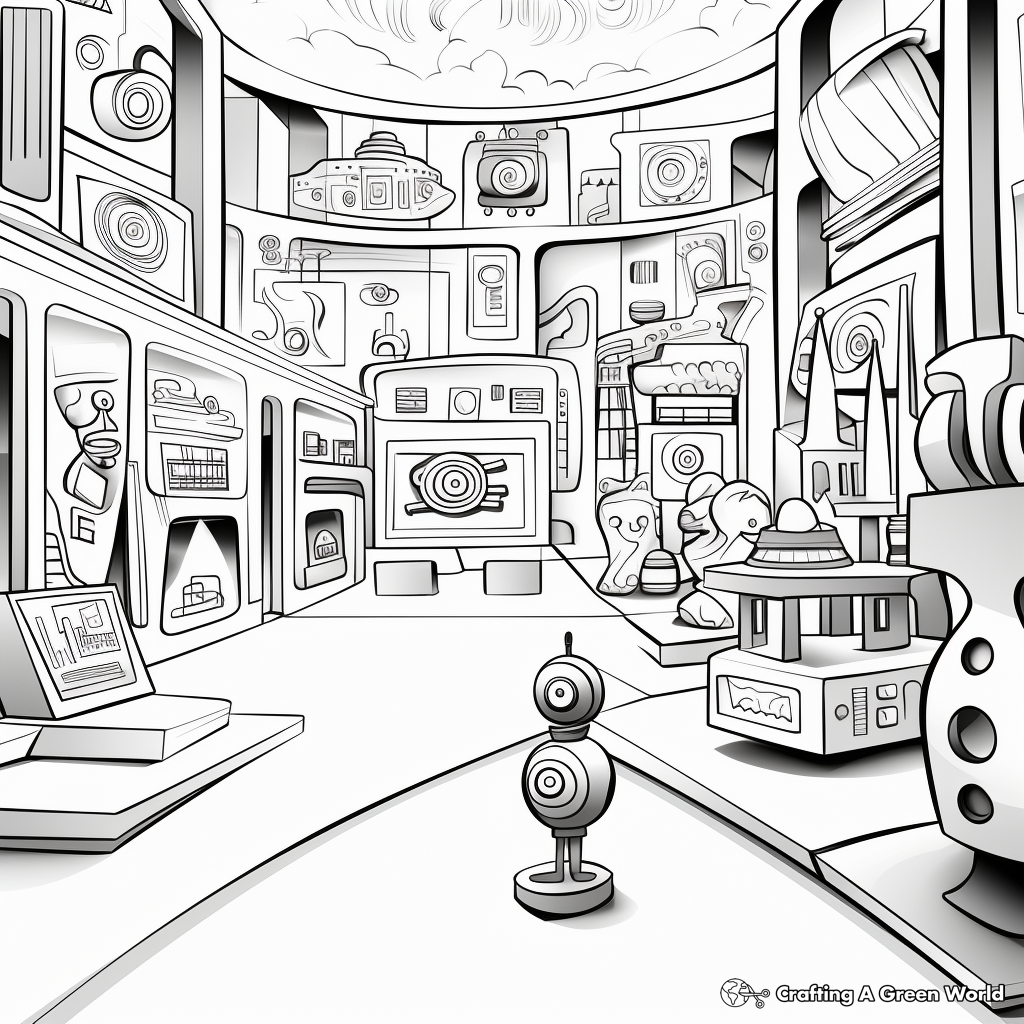 Modern Art Exhibition Stage Coloring Pages 2