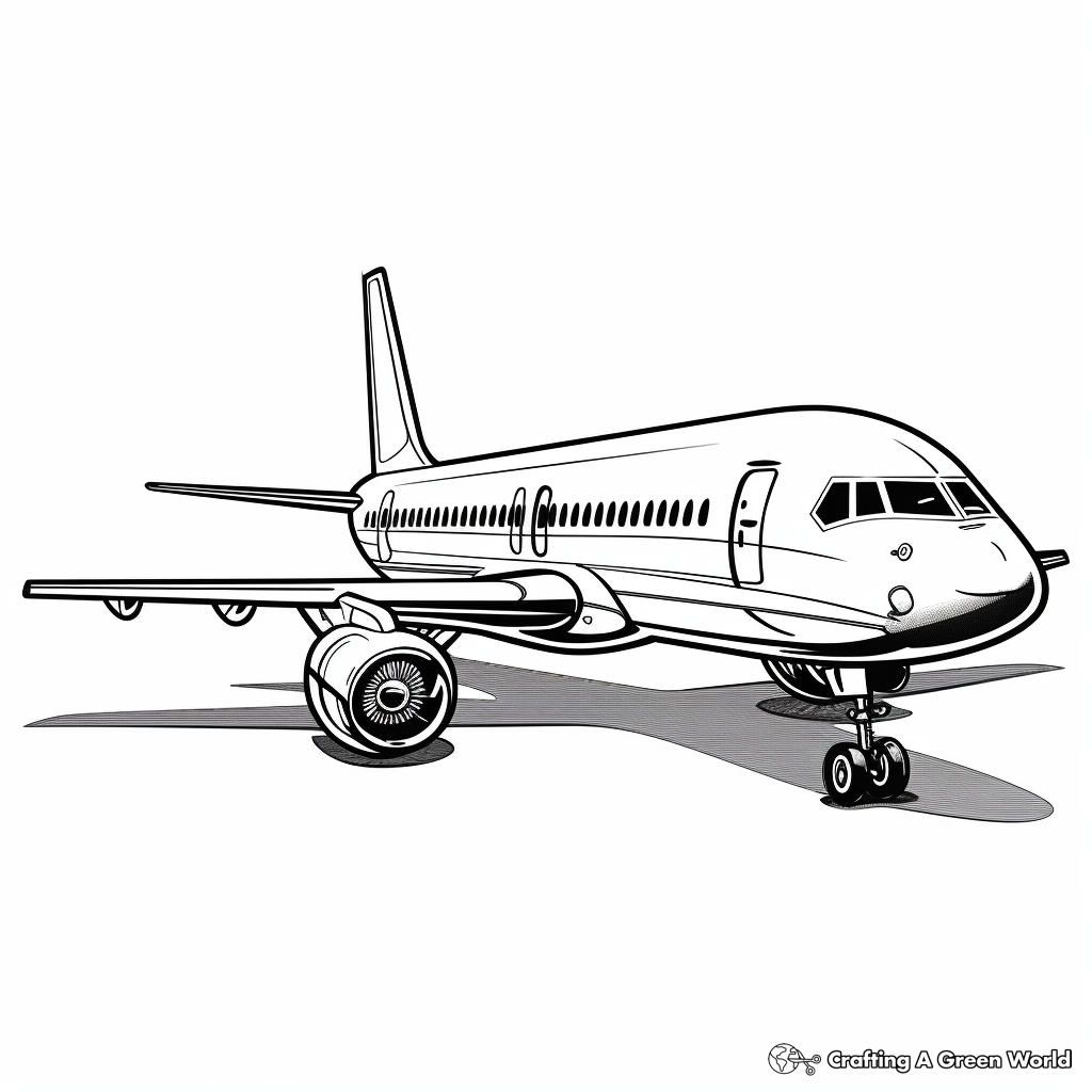 Modern Passenger Jet Airplane Coloring Pages 4