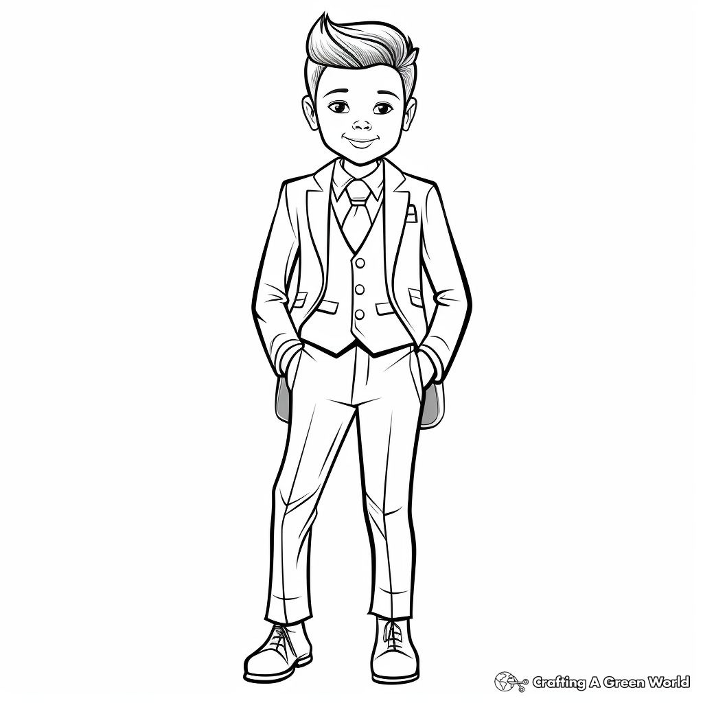 Modern Slim Fit Suit Coloring Pages 1