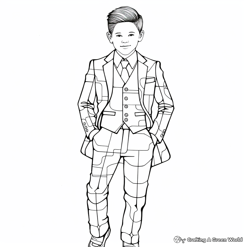 Modern Slim Fit Suit Coloring Pages 3