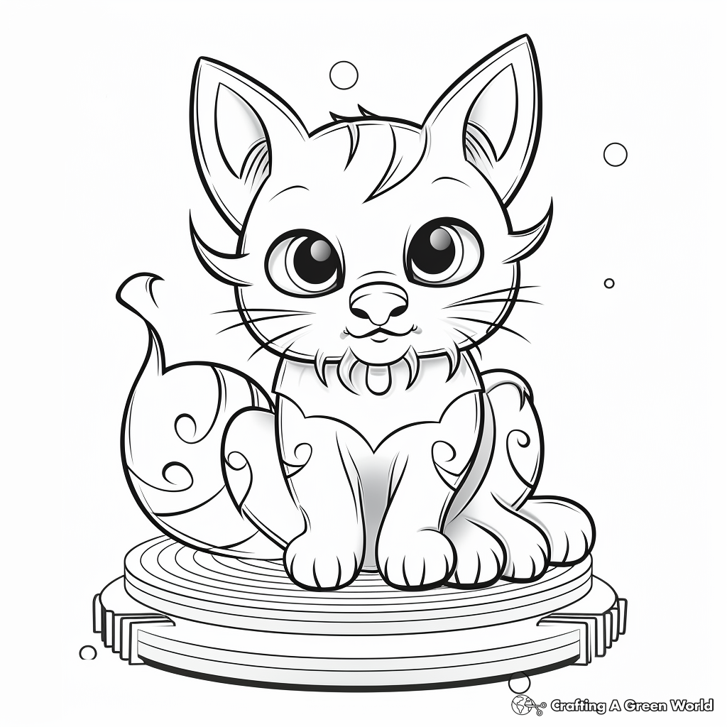 Modern Stylized Cat Cake Coloring Pages 2