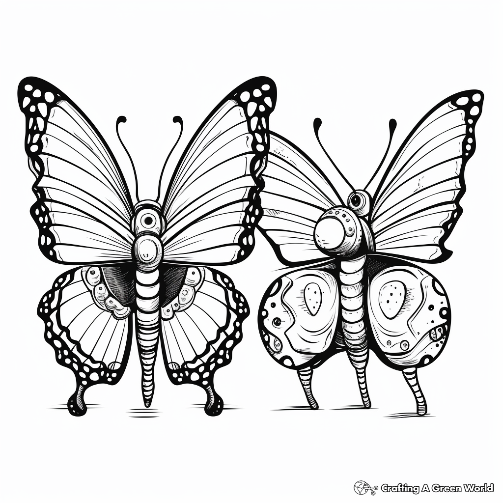 Monarch Butterfly Differences: Male and Female Coloring Pages 1