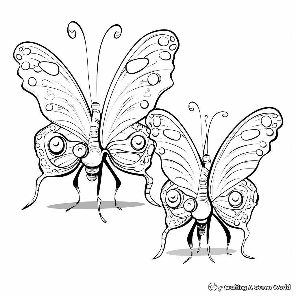 Monarch Butterfly Differences: Male and Female Coloring Pages 2