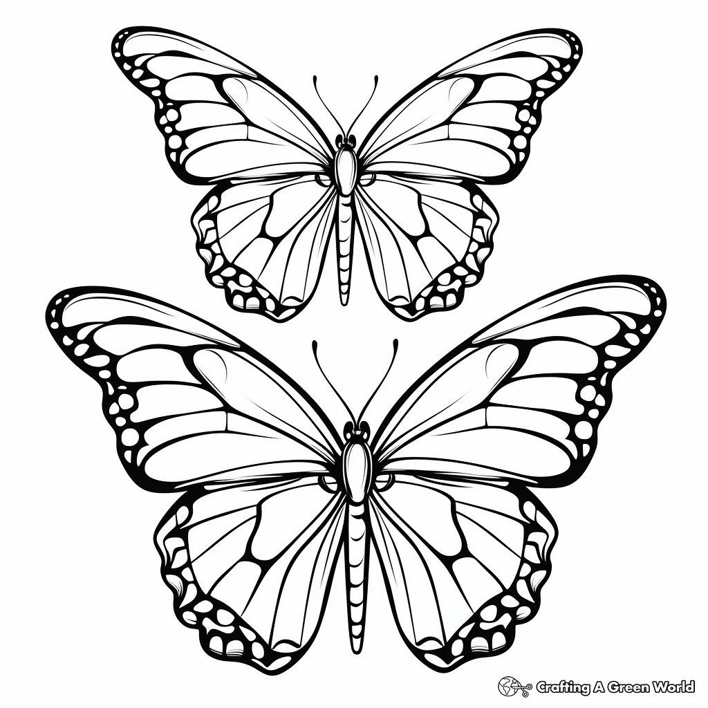 Monarch Butterfly Differences: Male and Female Coloring Pages 3