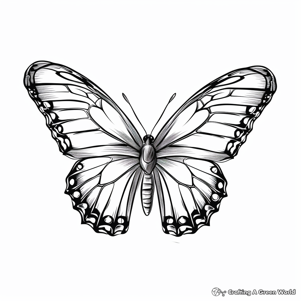 Monarch Butterfly in Flight Coloring Pages 1