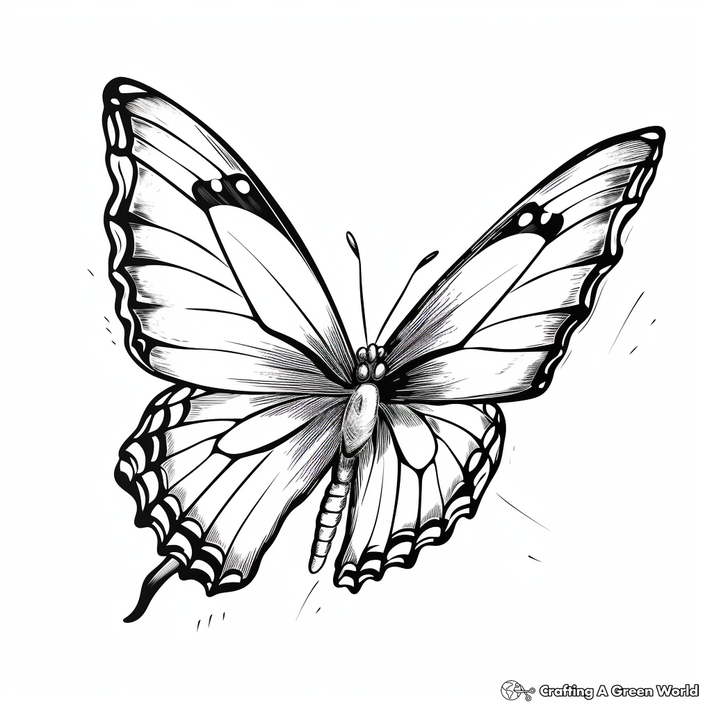 Monarch Butterfly in Flight Coloring Pages 4