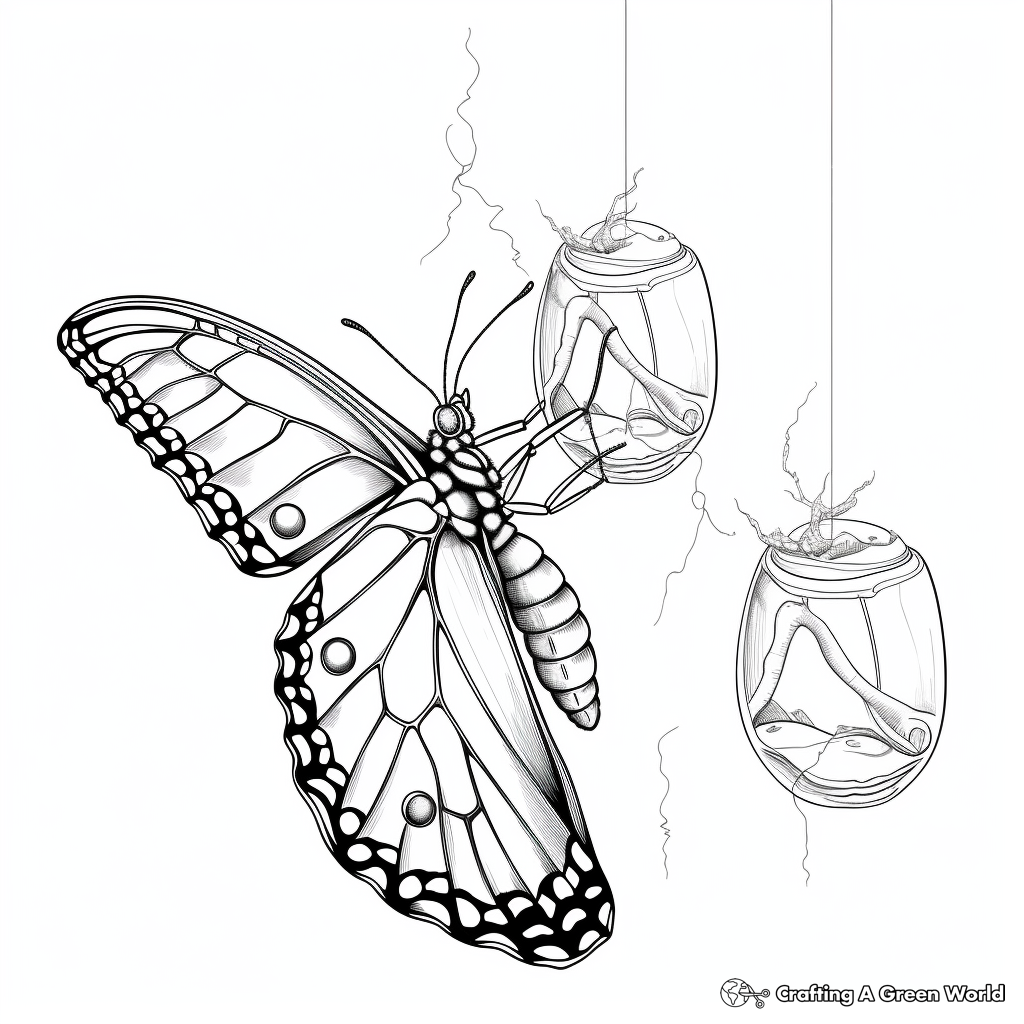 Monarch Butterfly Life Cycle Coloring Pages for Kids 1