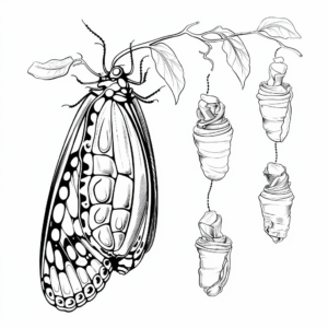 Monarch Butterfly Life Cycle Coloring Pages for Kids 2