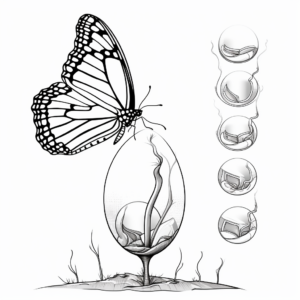 Monarch butterfly Life Cycle: Egg to Adult Coloring Pages 4