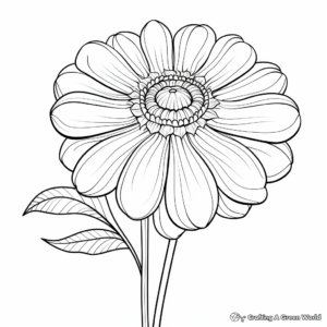 Monarch on Zinnia Coloring Pages: Nature Scene 1