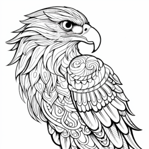 Monochrome Abstract Eagle Coloring Pages 1