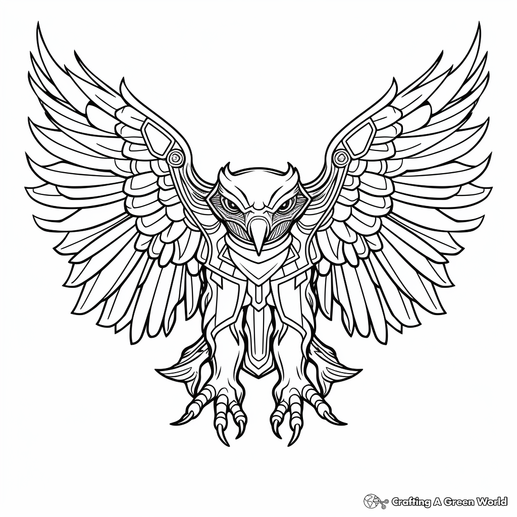 Monochrome Abstract Eagle Coloring Pages 4