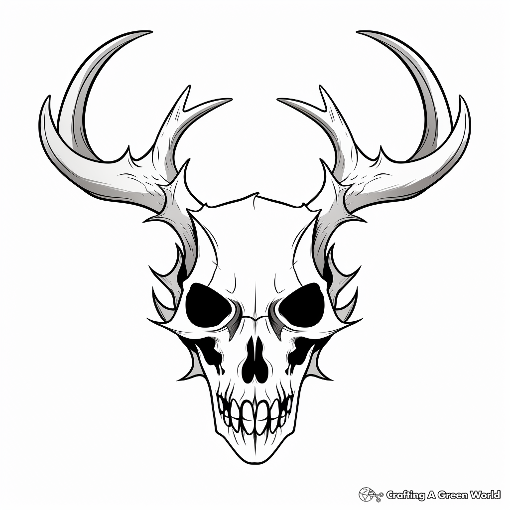 Monochrome Deer Skull Coloring Pages for Adults 3