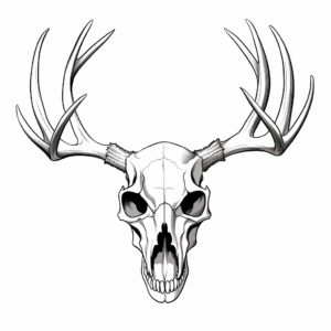 Monochrome Deer Skull Coloring Pages for Adults 4