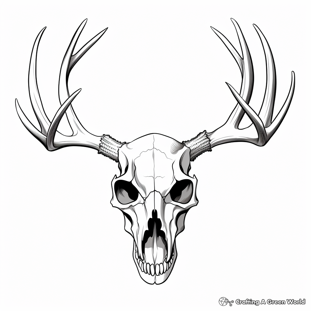 Monochrome Deer Skull Coloring Pages for Adults 4
