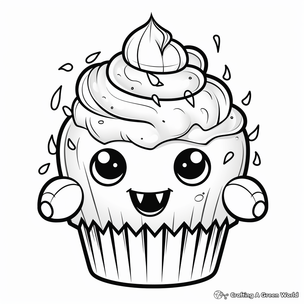 Monster Cupcake Coloring Pages for Halloween 1