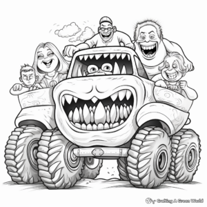 Monster Truck Family Coloring Pages: Big Daddy, Momma, and Mini 2