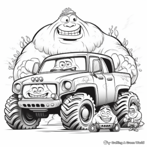 Monster Truck Family Coloring Pages: Big Daddy, Momma, and Mini 3