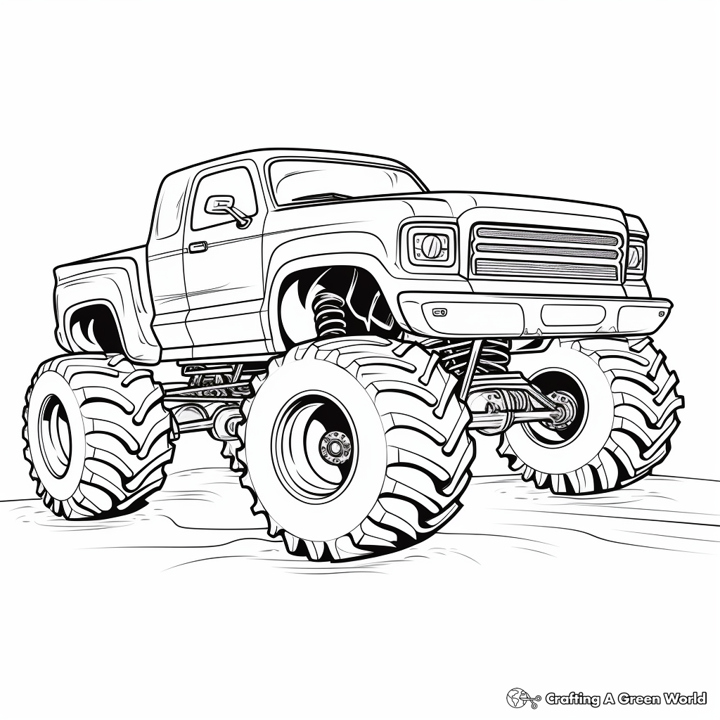 Monster Truck Race Car Coloring Pages for Children 3