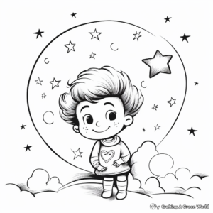 Moon and Stars 'I Love You' Coloring Pages 4