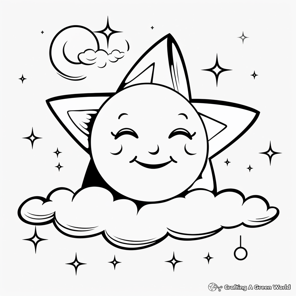 Moon and Stars Nighttime Coloring Sheets 2