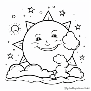 Moon and Stars Nighttime Coloring Sheets 4