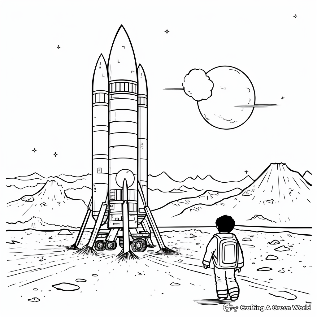 Moon Landing: Apollo Rocket Coloring Pages 1