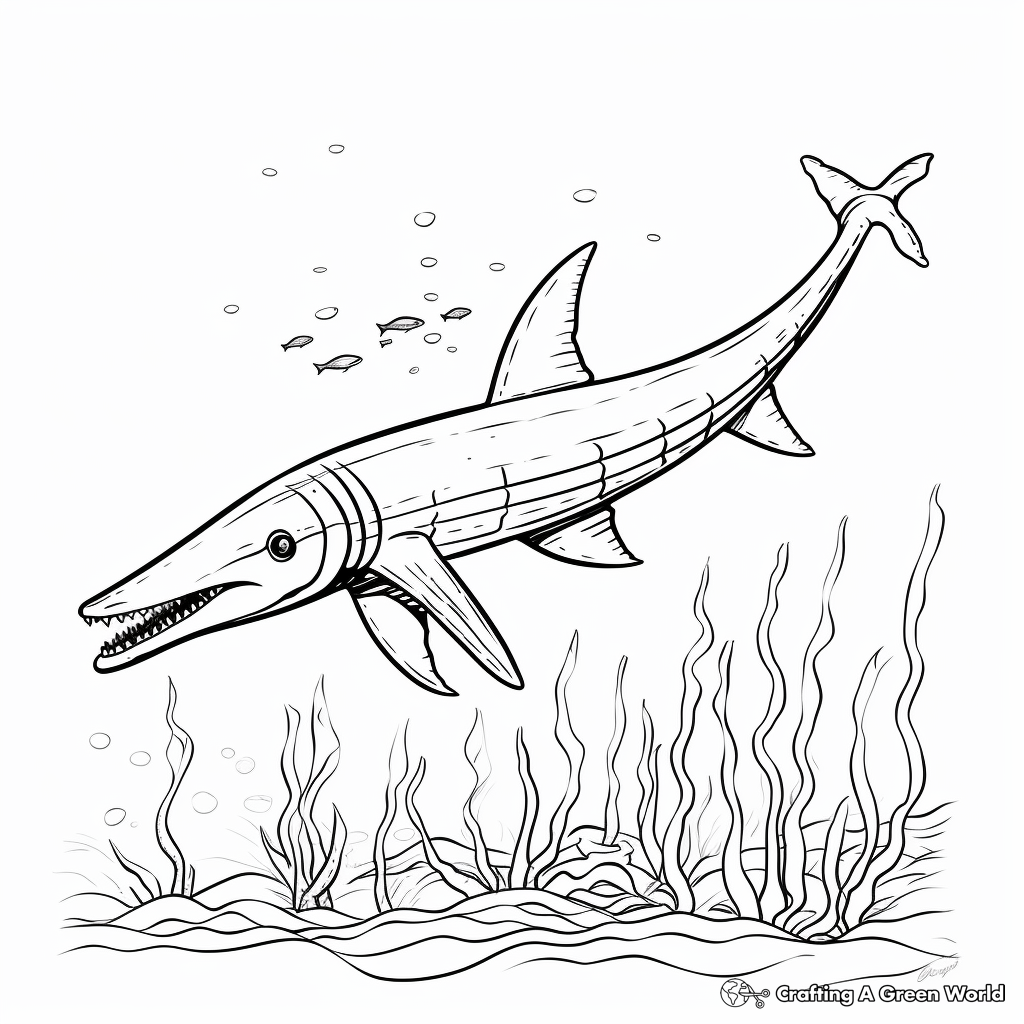 Mosasaurus and Other Sea Creatures Coloring Pages 2