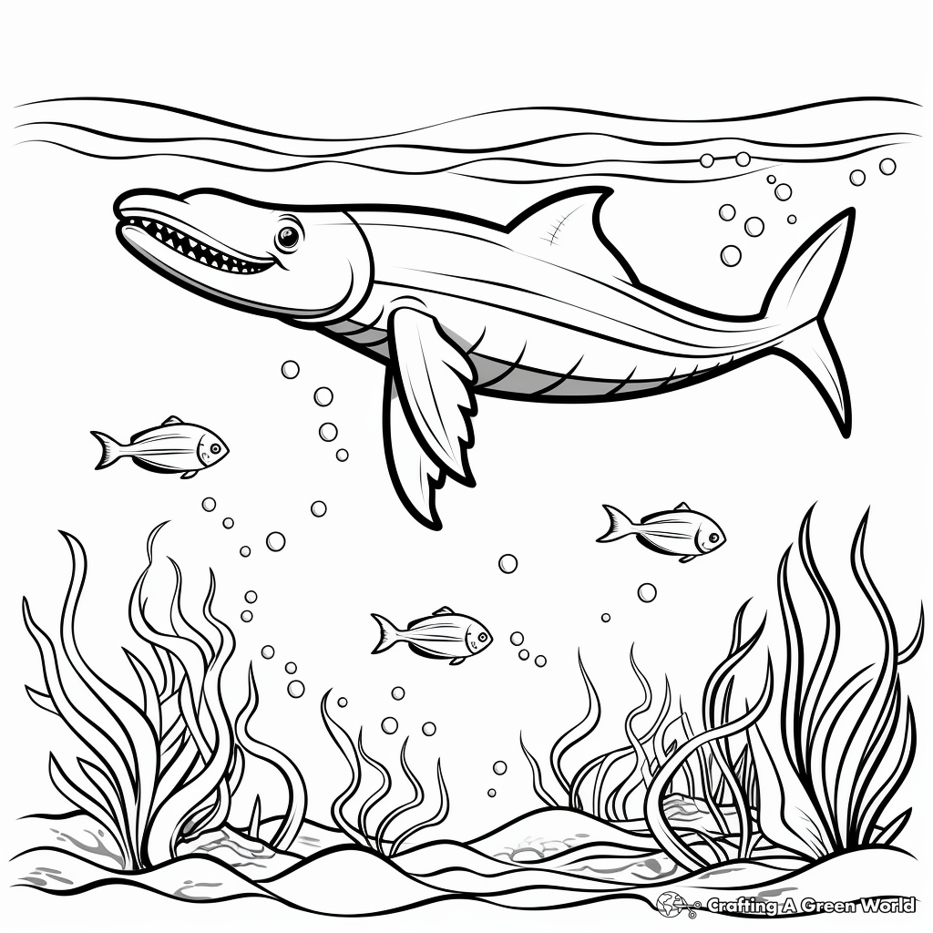 Mosasaurus and Other Sea Creatures Coloring Pages 3