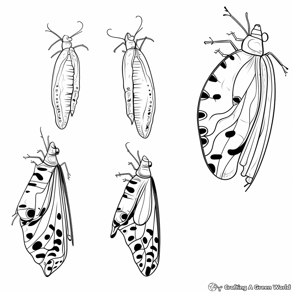Moth and Butterfly Pupa Comparison Coloring Pages 1