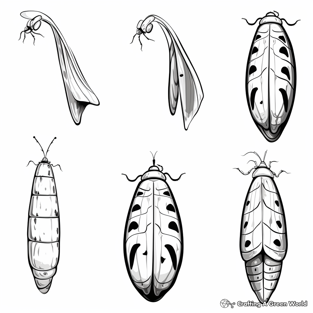 Moth and Butterfly Pupa Comparison Coloring Pages 2