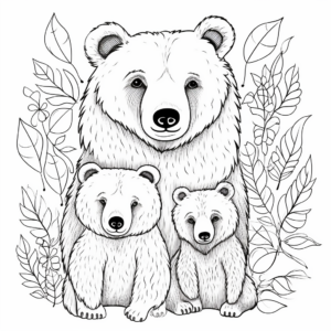 Mother and Baby Bear Coloring Pages 2