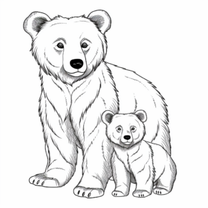 Mother and Baby Brown Bear Coloring Pages 1