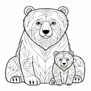Mother and Baby Brown Bear Coloring Pages 3