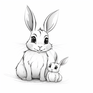 Mother and Baby Bunny Bonding Coloring Pages 2