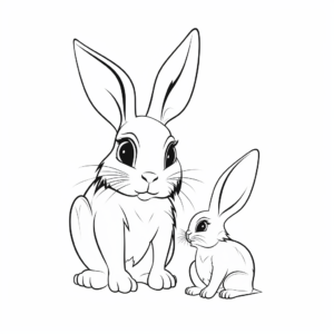 Mother and Baby Bunny Bonding Coloring Pages 4