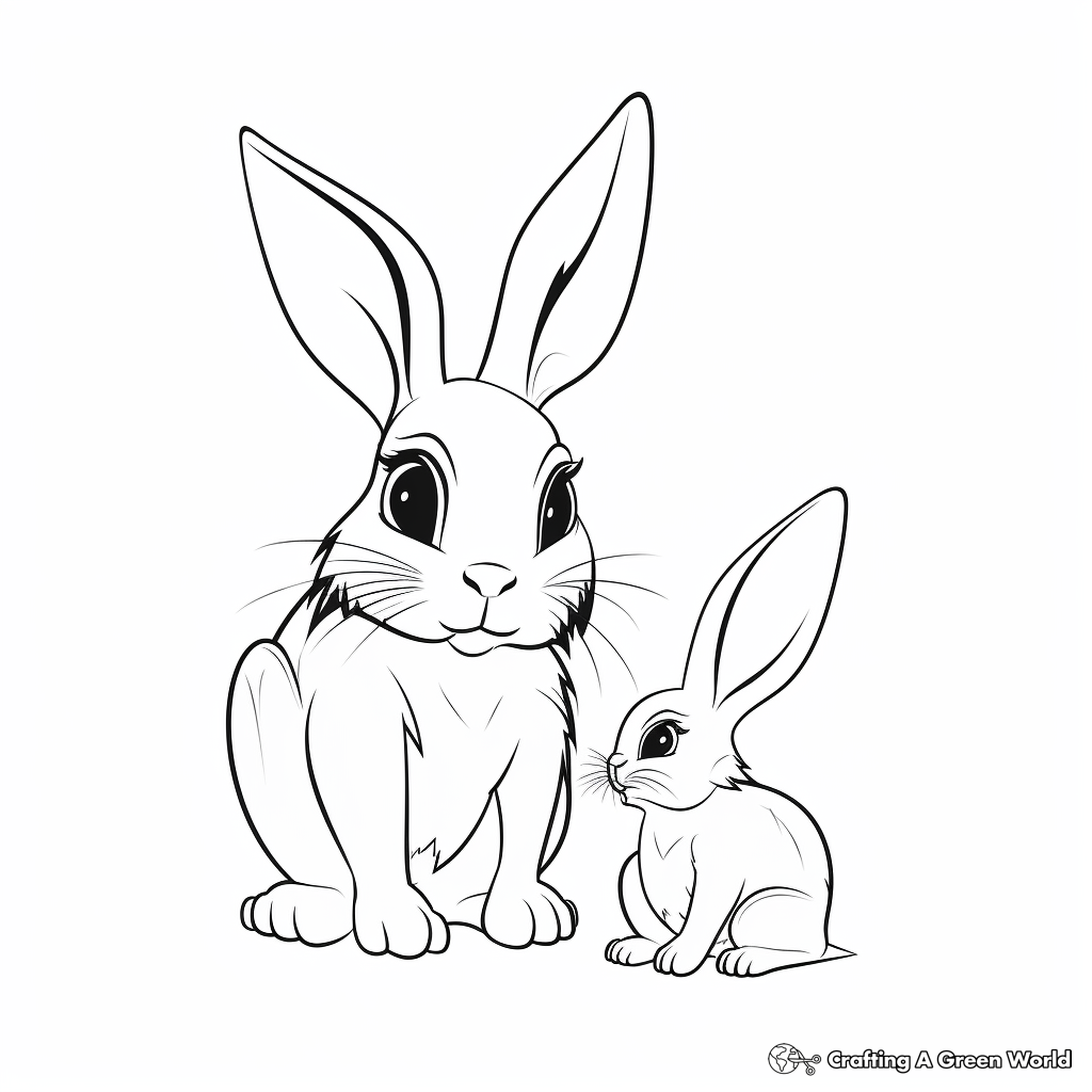 Mother and Baby Bunny Bonding Coloring Pages 4