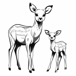 Mother and Baby Deer: Simple Duo Coloring Pages 2