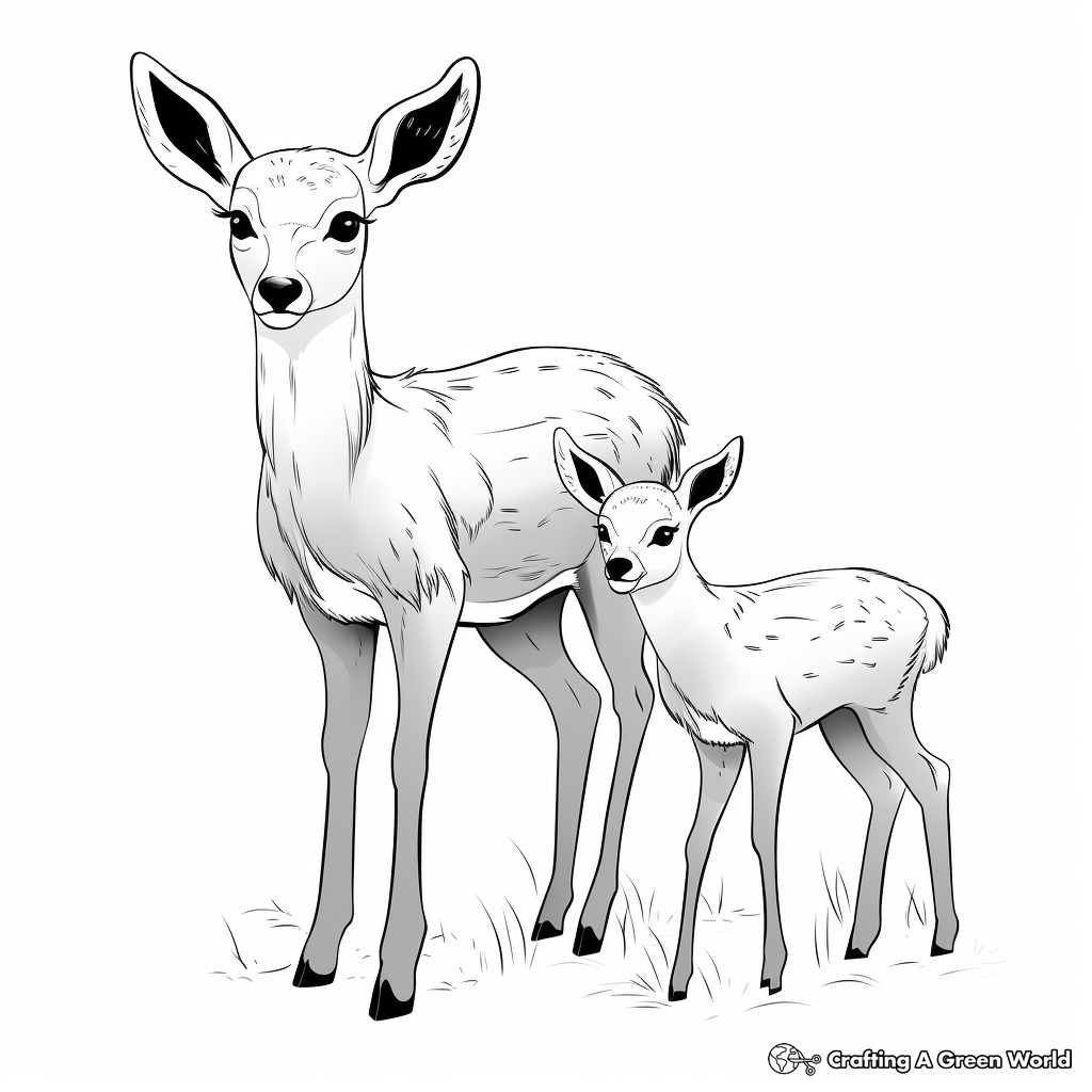 Mother and Baby Deer: Simple Duo Coloring Pages 3