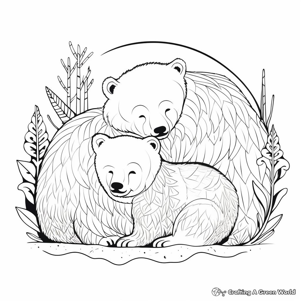Mother and Cub Bears Hibernation Coloring Pages 3