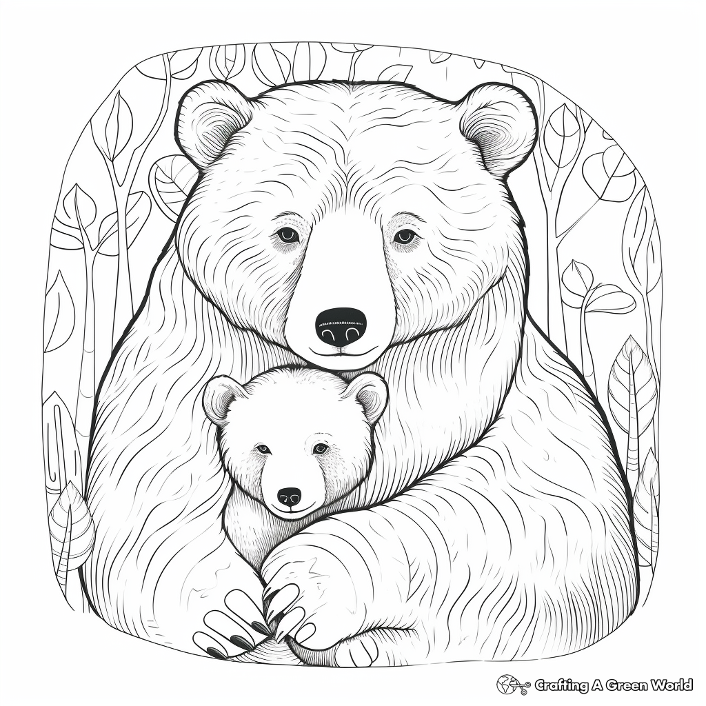 Mother and Cub Bears Hibernation Coloring Pages 4